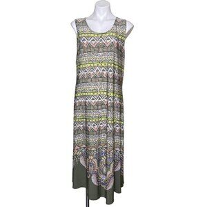 Chico's Southwestern Print Asymmetrical Hem Midi Dress, Women's Size 2 (L)